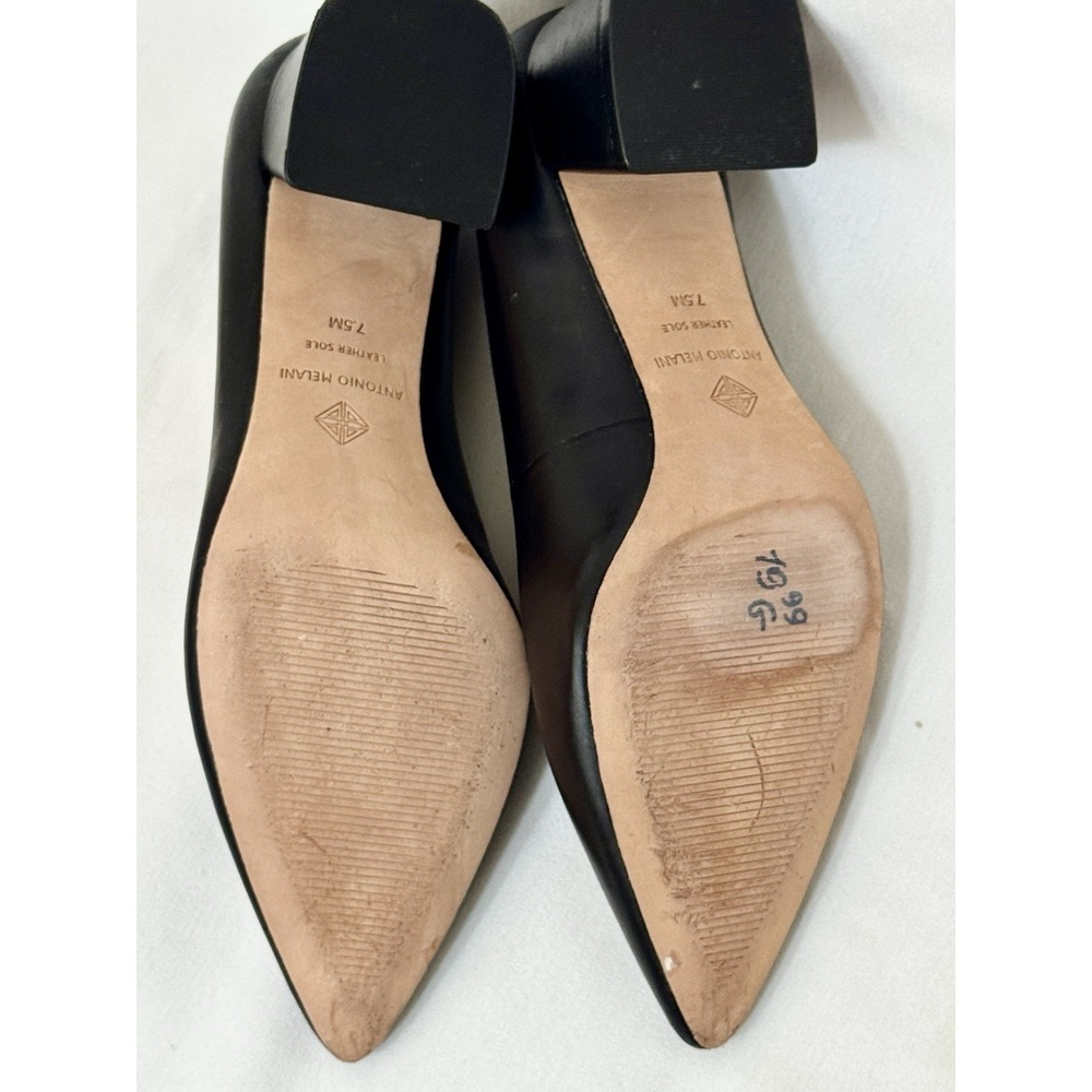 Antonio Melani Black Leather Heeled Pumps 7.5 Block - Picture 8 of 10